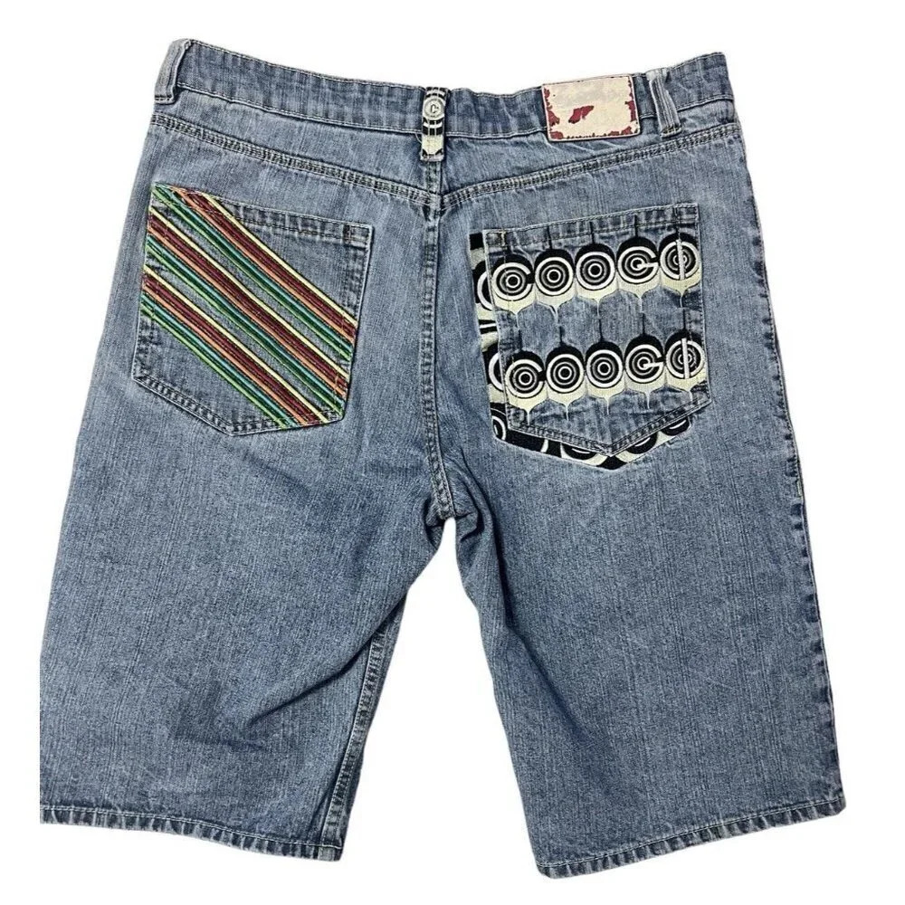 Coogi Shorts 40 Meas 38 Blue Denim Embroidered VTG Y2K Baggy Hip Hop Jean Jorts